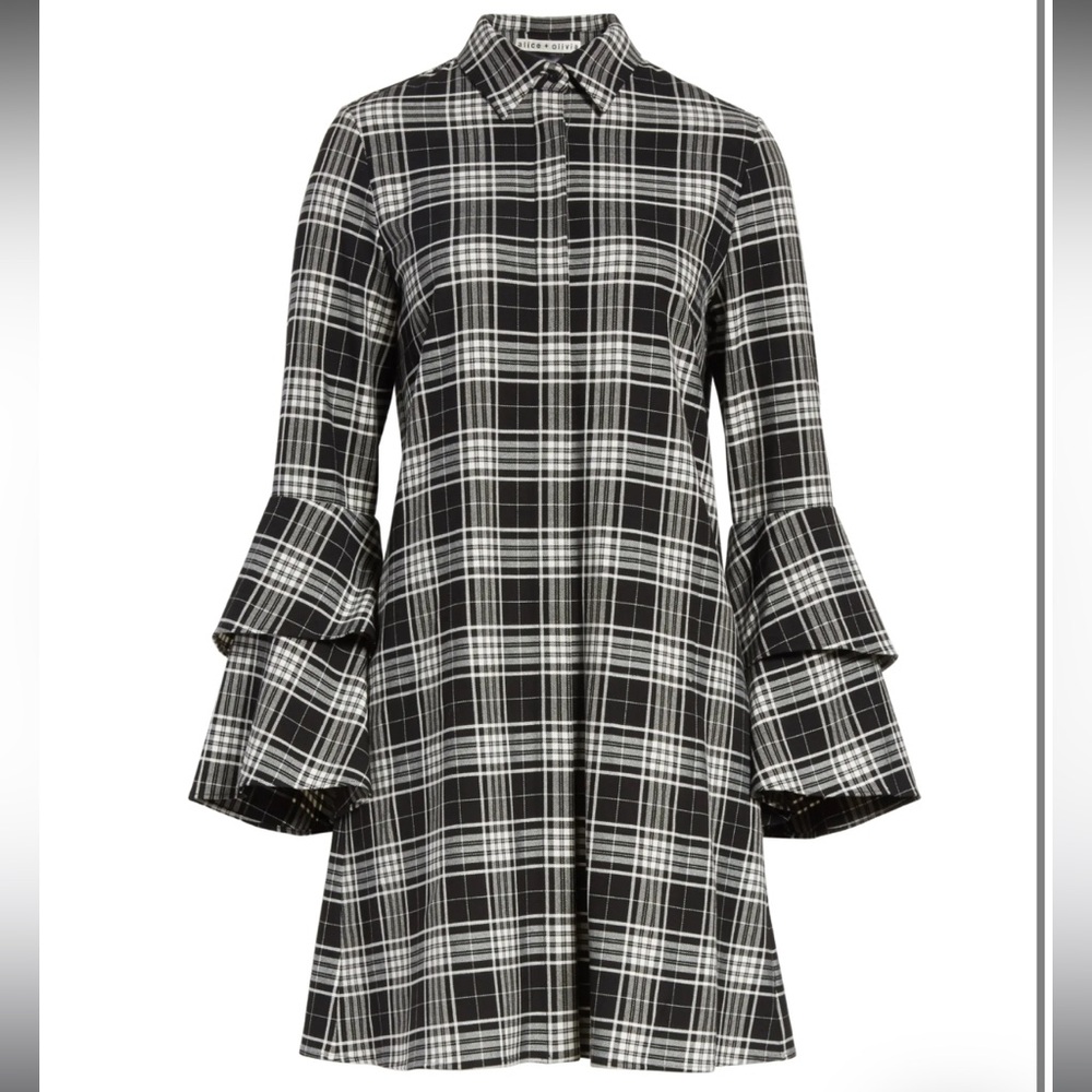 ALICE and OLIVIA Jem Double Trumpet Shirt Dress Size Small